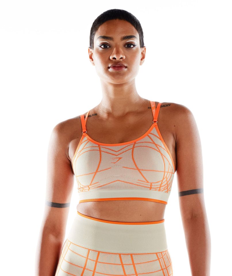 Women's Gymshark Wtflex Linear Seamless Sports Bra Orange | CA 1N037D